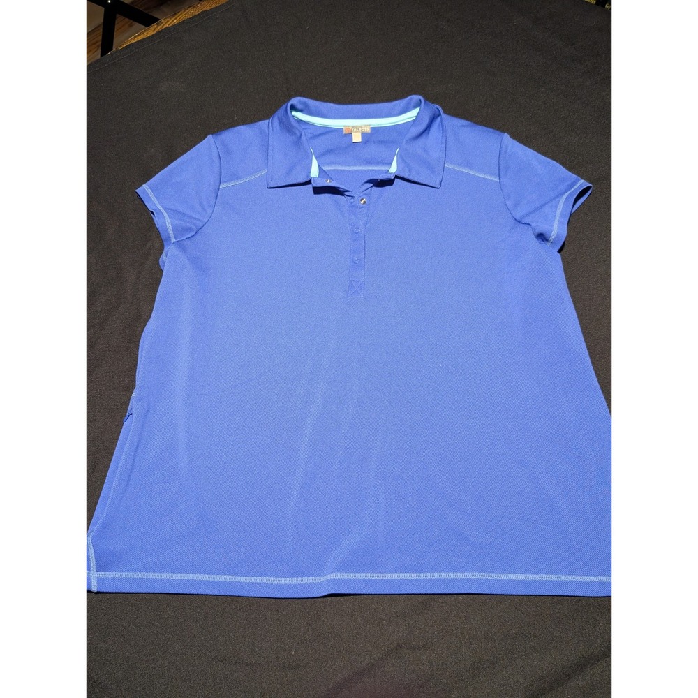 Talbots T by Talbots Blue Short Sleeve Performance Pique Polo Shirt Women 1X